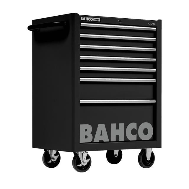 Bahco 7 Drawer Black Tool Trolley Pro Roll Cab Workshop Storage 26" C75 1475K7BLACK