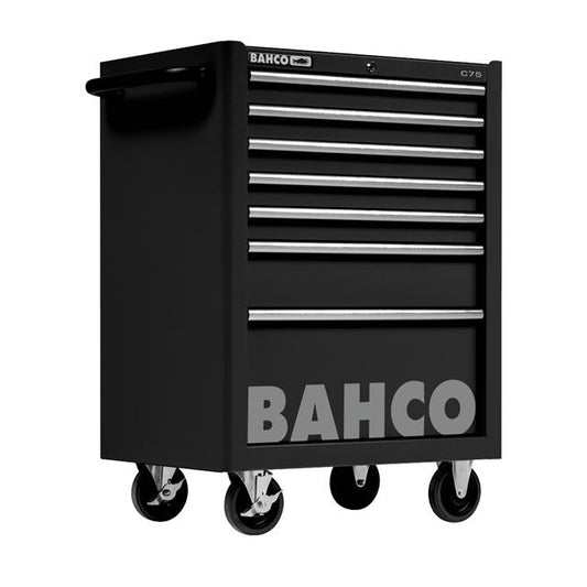 Bahco 7 Drawer Black Tool Trolley Pro Roll Cab Workshop Storage 26" C75 1475K7BLACK