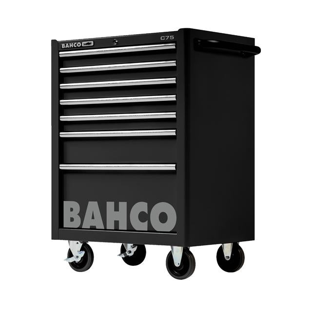 Bahco 7 Drawer Black Tool Trolley Pro Roll Cab Workshop Storage 26" C75 1475K7BLACK