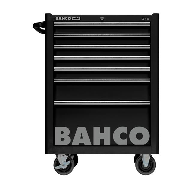 Bahco 7 Drawer Black Tool Trolley Pro Roll Cab Workshop Storage 26" C75 1475K7BLACK