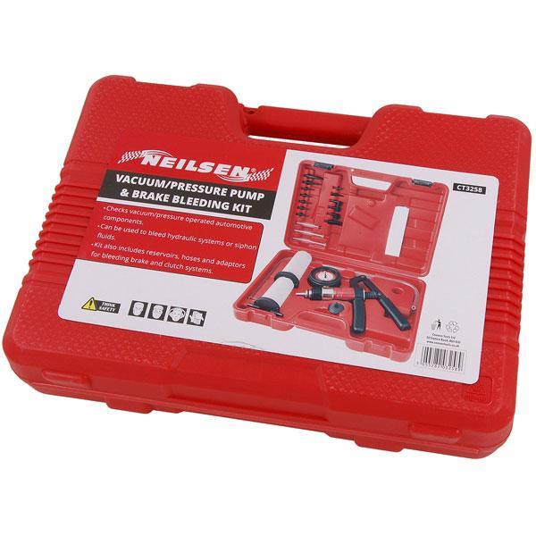 Vacuum Pressure Pump Brake Bleeding Kit 21pc By Neilsen CT3258