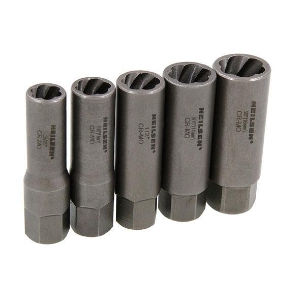 3/8" Drive Deep Twist Socket Set Bolt Nut Extractor Removal 5pc Neilsen CT5520