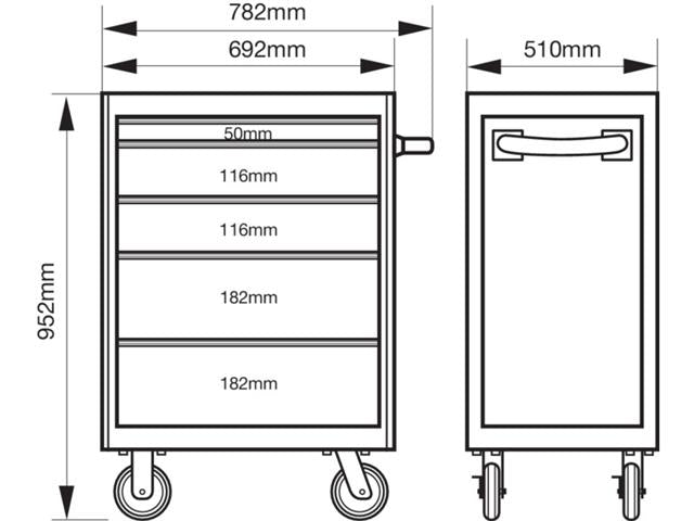 Bahco 5 Drawer Tool Trolley Blue E72 Workshop Cabinet Storage HUB 26in 1472K5BLUE