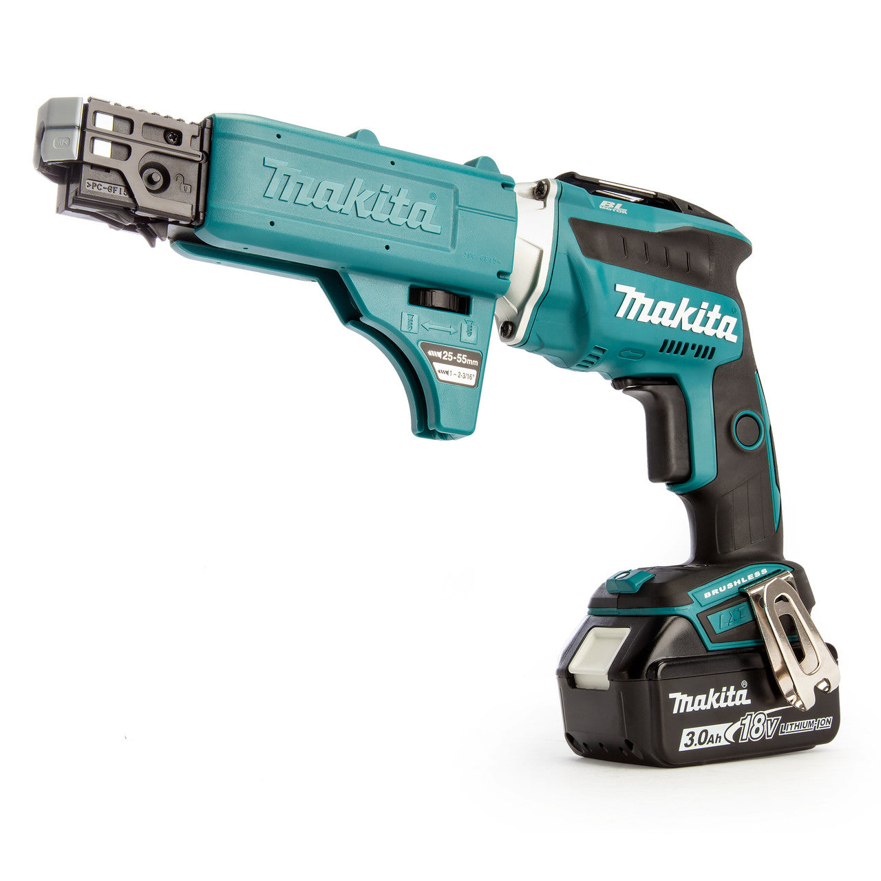 Makita18V Brushless Drywall Screwdriver Autofeed Attachment 2 x 3.0Ah DFS452FJX2