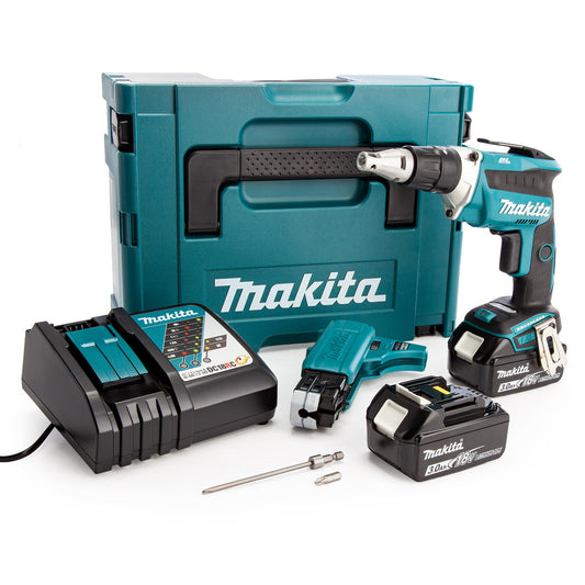 Makita18V Brushless Drywall Screwdriver Autofeed Attachment 2 x 3.0Ah DFS452FJX2
