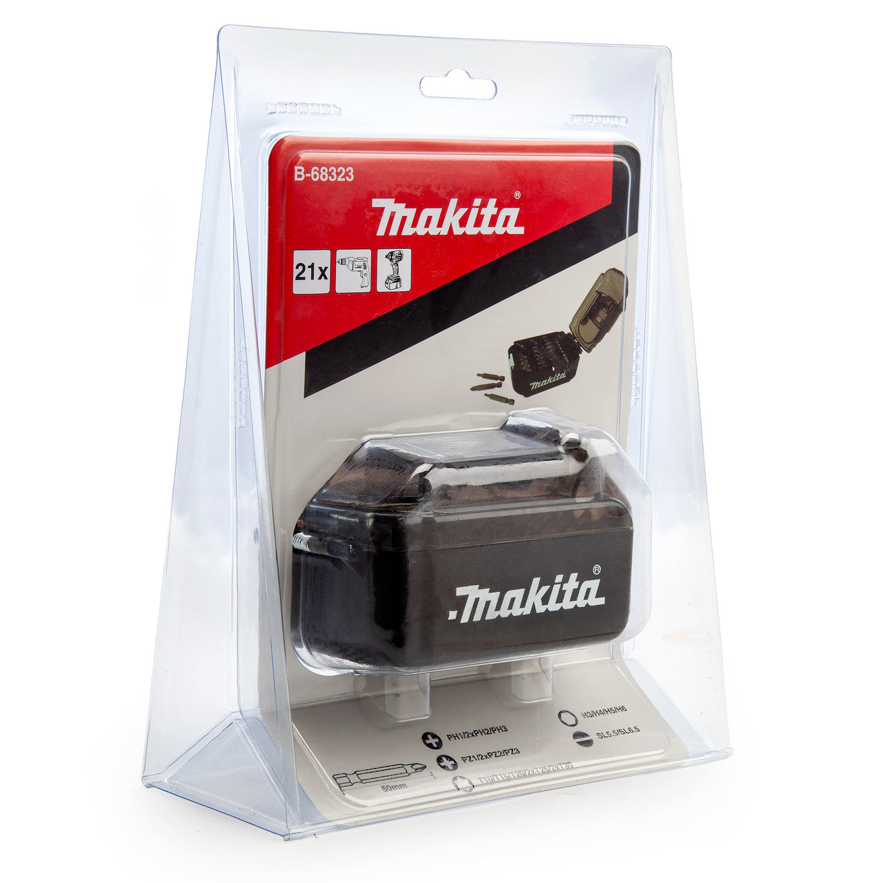 Makita Mixed Screwdriver Bit Set in Battery Shaped Case 21 Piece B-68323