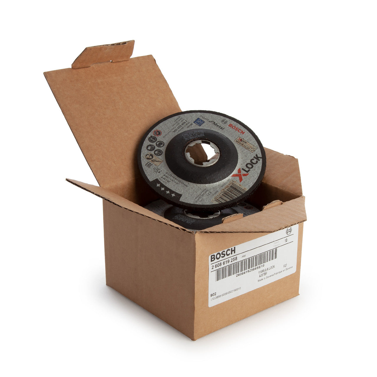 Bosch X-LOCK Depressed Metal Cutting Disc 115mm × 6mm Pack of 10 2608619258