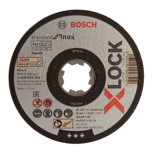 Bosch X-LOCK Inox Quick Change Cutting Discs 115mm x 1mm 10 Pack 2608619266