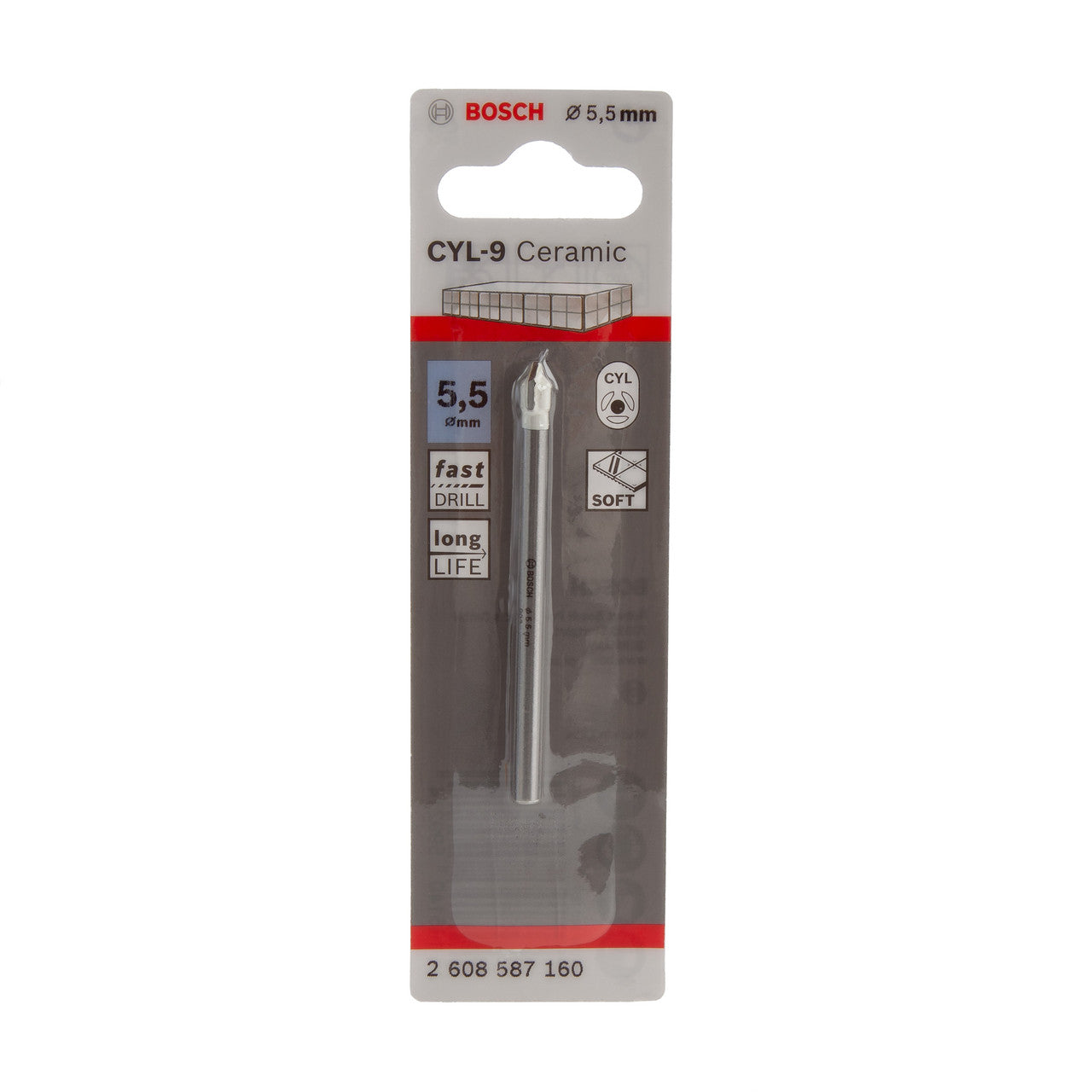 Bosch CYL-9 Ceramic Tile Drill Bit 5.5mm Length 70mm Dry Drilling 2608587160