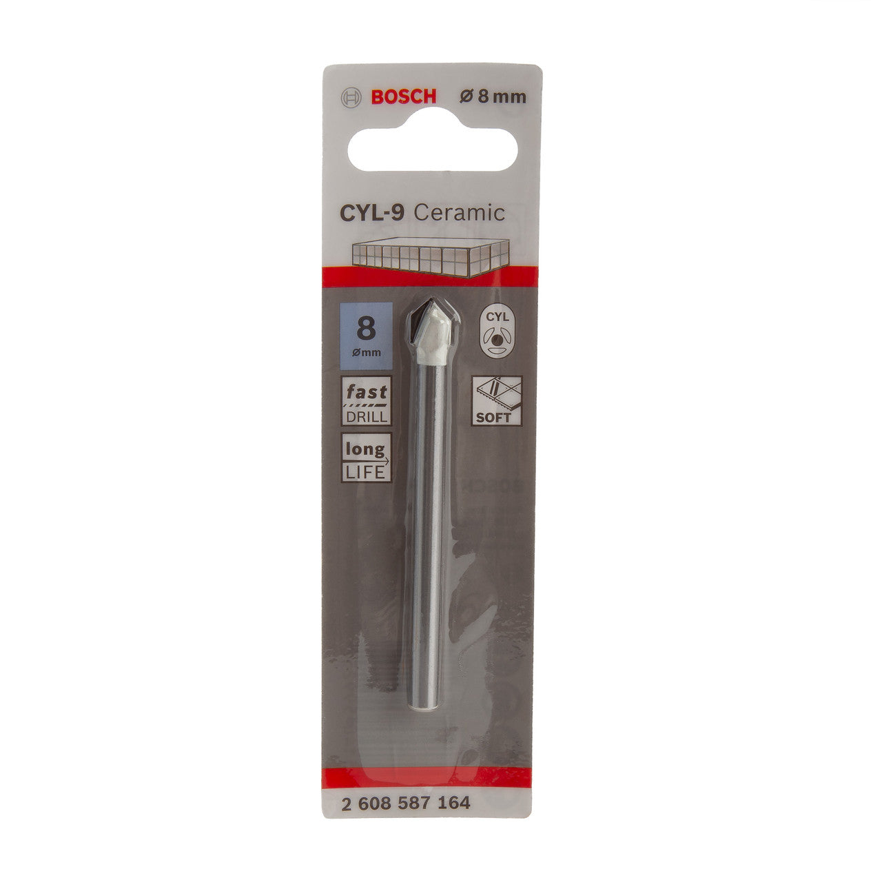 Bosch 8mm CYL-9 Ceramic Tile & Glass Drill Bit Round Shank 2608587164