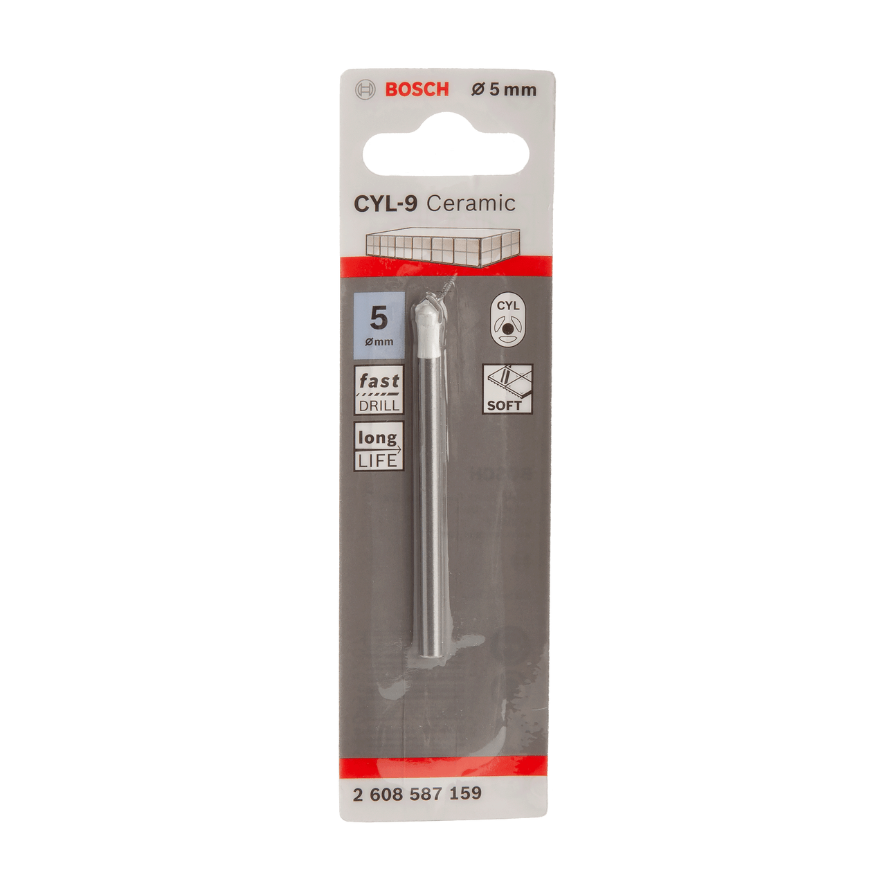 Bosch 5mm CYL-9 Ceramic Tile & Glass Drill Bit Round Shank 2608587159