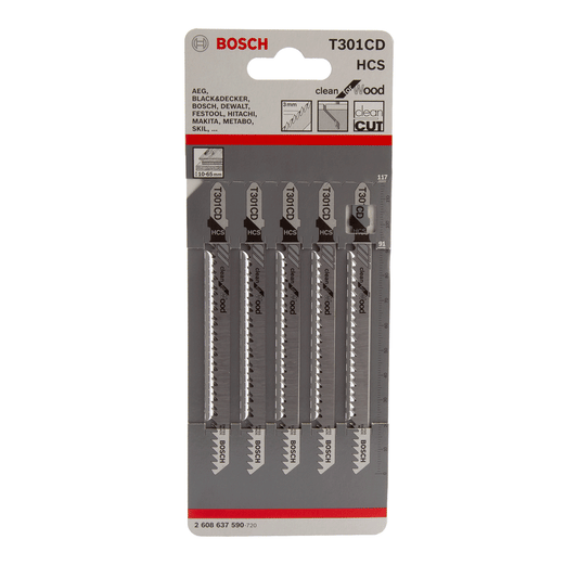 Bosch Wood Jigsaw Blades Pack Of 5 Tooth Pitch 3 mm Length 117 mm 2608637590