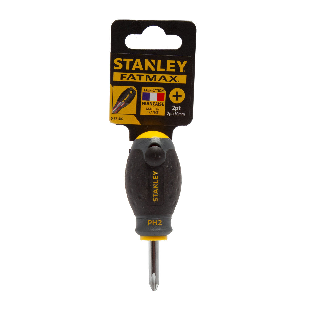 Stanley FatMax Stubby Phillips Screwdriver PH2 x 30mm Soft Grip Handle 0-65-407