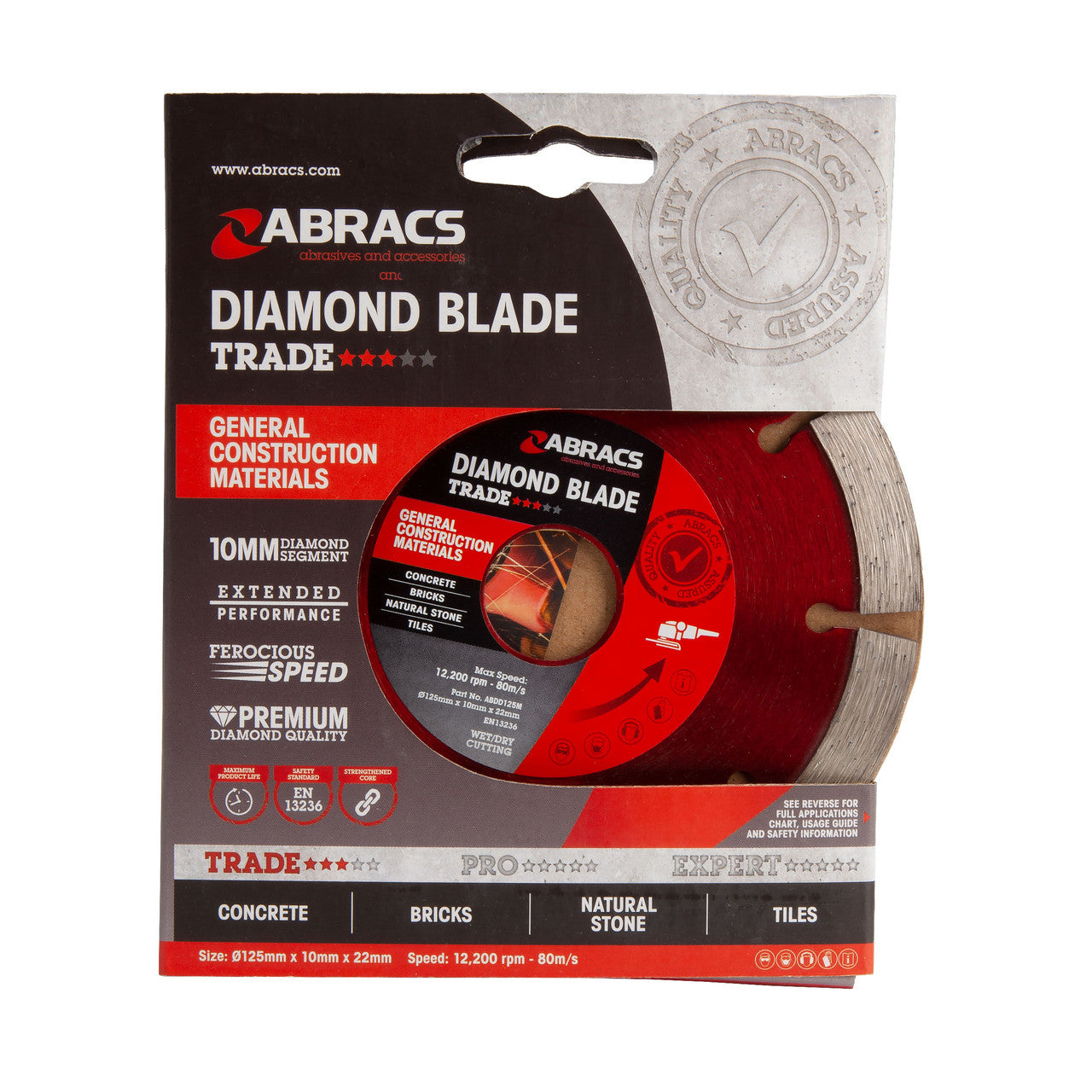 Abracs Trade General Purpose Diamond Cutting Blade 125mm x 10mm x 22mm ABDD125M
