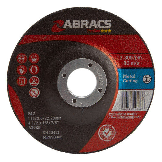 Abracs Proflex Metal Cutting Discs DPC Centre 115mm x 3mm 25 Pack PF11530DM-25