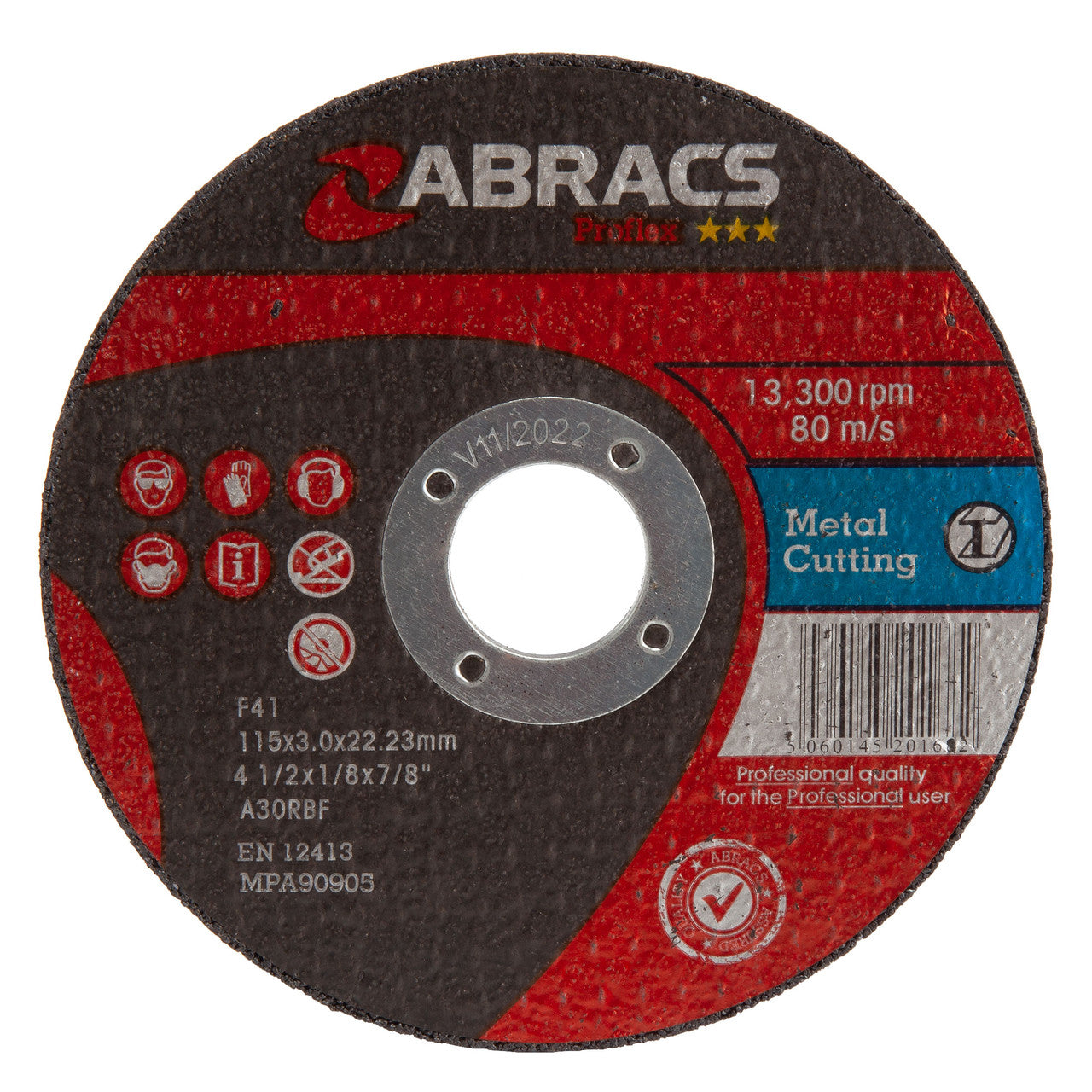 Abracs Proflex Flat Metal Cutting Discs 115mm x 3mm 25 Pack ABRA-PF11530FM-25