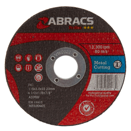 Abracs Proflex Flat Metal Cutting Discs 115mm x 3mm 25 Pack ABRA-PF11530FM-25