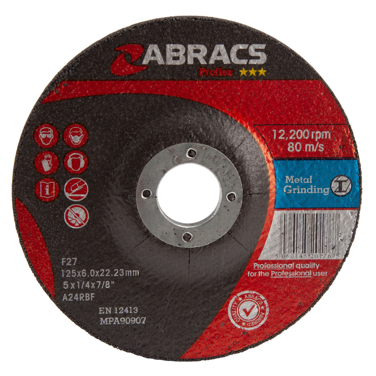 Abracs Proflex Metal Grinding Discs DPC Centre 125mm x 6mm 25 Pack PF12560DM-25
