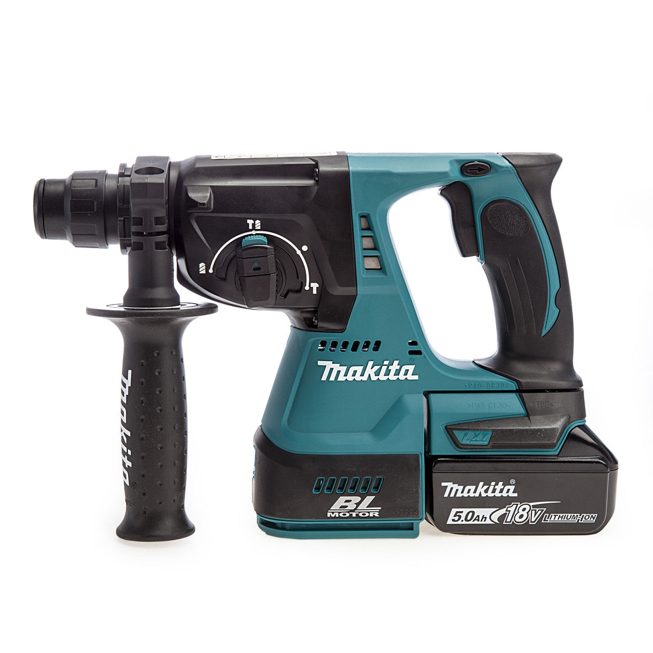 Makita 18V LXT SDS Plus Rotary Hammer Drill 2 x 5.0Ah Batteries MakPac DHR242RTJ