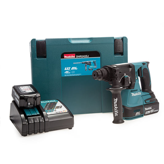 Makita 18V LXT SDS Plus Rotary Hammer Drill 2 x 5.0Ah Batteries MakPac DHR242RTJ
