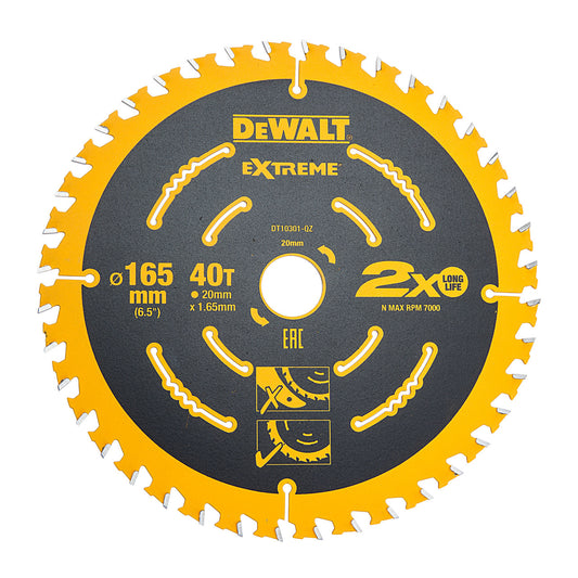 Dewalt Extreme Framing Wood Cutting Circular Saw Blade 165 x 20mm x 40T DT10301