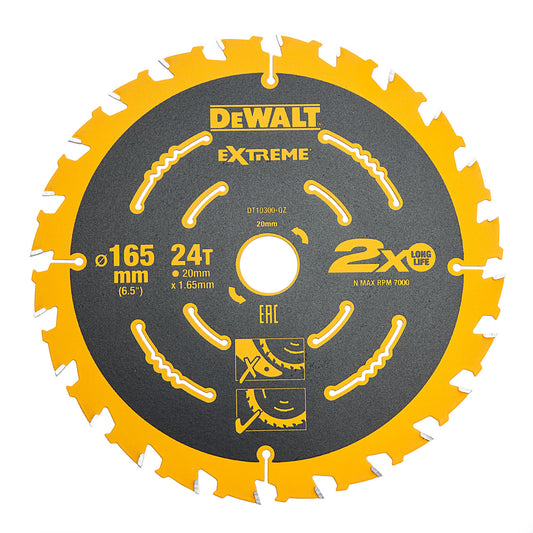 Dewalt Extreme Framing Circular Saw Blade for Wood 165 x 20mm x 24T DT10300