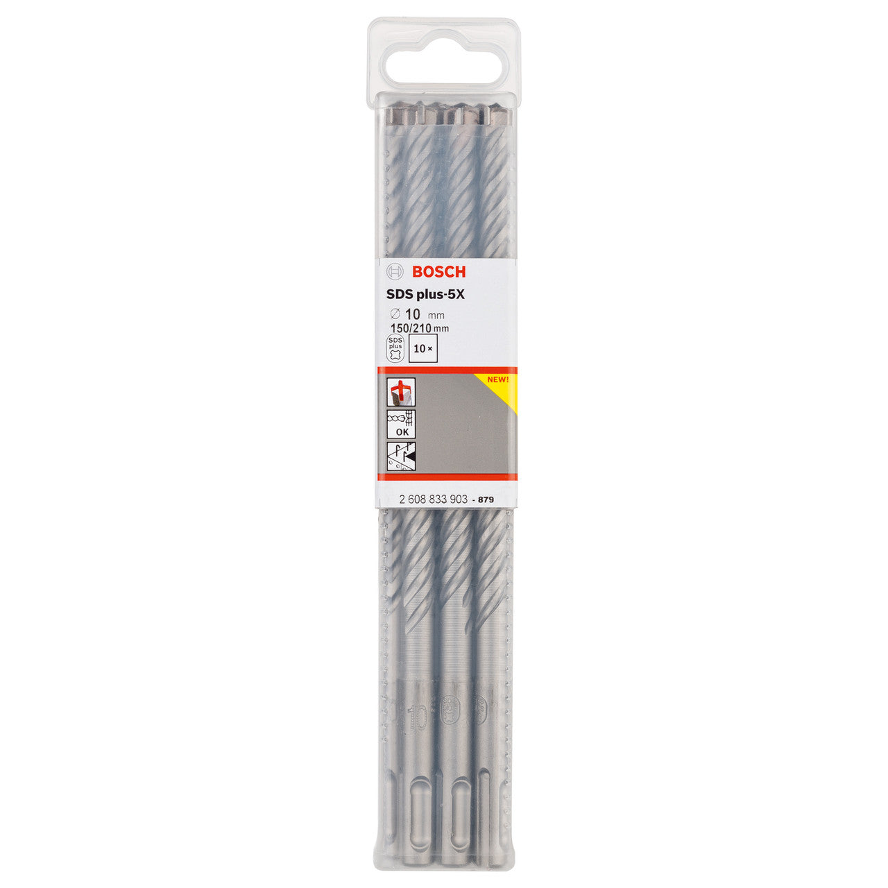 Bosch 2608833903 SDS+ 5X Masonry Drill Bits 10 × 150 × 210mm (Pack of 10)