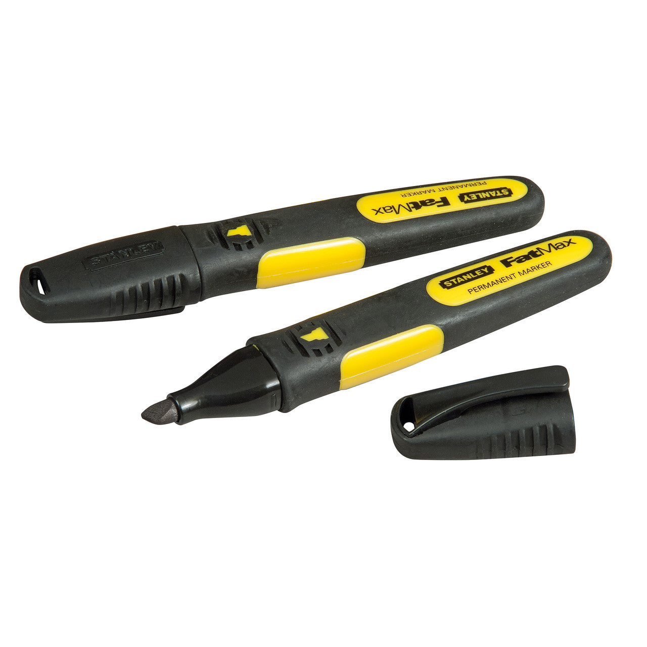 Stanley 0-47-314 FatMax Chisel Tip Black Marker Pens (Pack of 2)