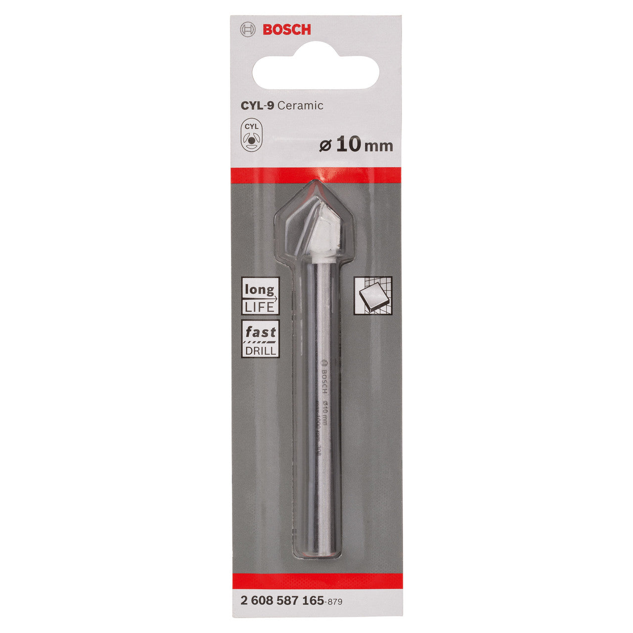Bosch10mm CYL-9 Ceramic Tile & Glass Drill Bit Round Shank 2608587165