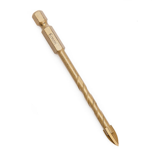 Abracs 4 Point Drill Bit Tile Glass 6mm Titanium Coated 1/4" Hex Shank DBG060
