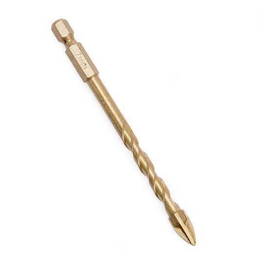 Abracs 4 Point Drill Bit Tile Glass 7mm Titanium Coated 1/4" Hex Shank DBG070