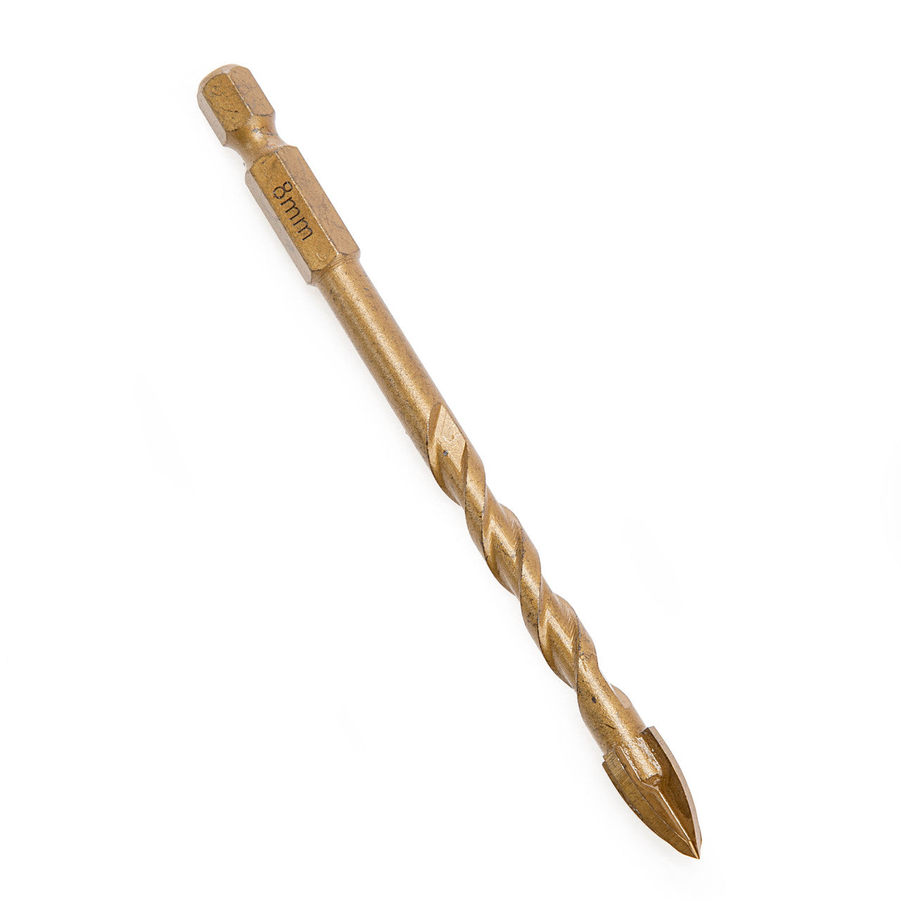 Abracs 4 Point Drill Bit Tile Glass 8mm Titanium Coated 1/4" Hex Shank DBG080