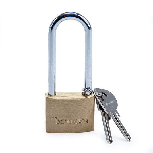 Henry Squire Defender Long Shackle Brass Padlock 40mm DFBP4/2.5