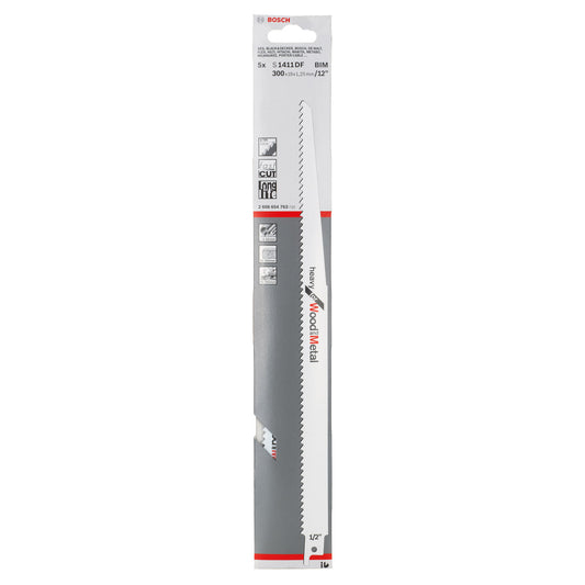 Bosch Reciprocating Saw Blades for Wood & Metal 300mm Pack Of 5 S1411DF
