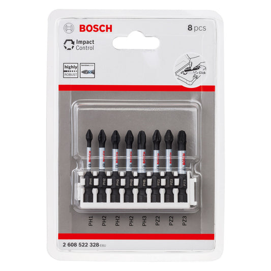 Bosch Assorted Impact Control Screwdriver Bit Set 50mm 8 Piece 2608522328