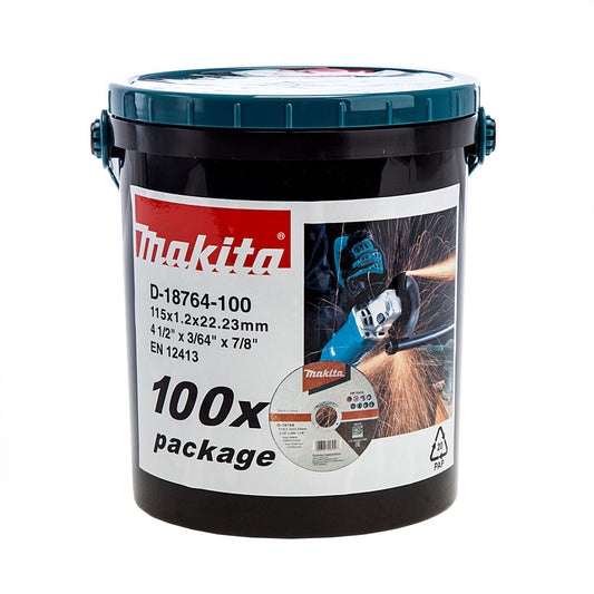 Makita Thin Cutting Disc 115mm x 1.2mm Bore Size 22.23mm Tub of 100 D-18764-100