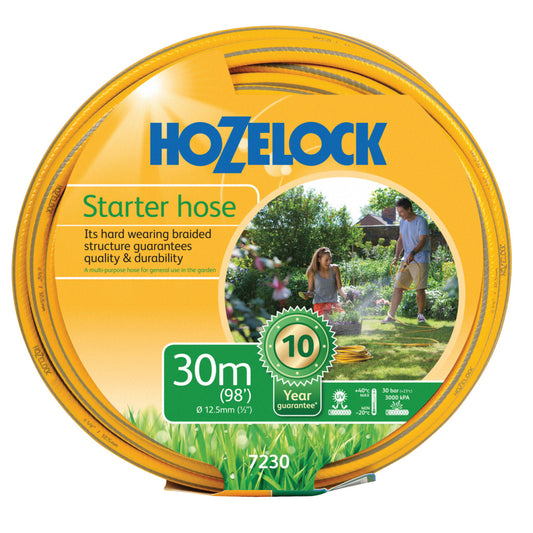 Hozelock Starter Garden Hose 12.5mm x 30 Metres Flexible Braided PVC 7230