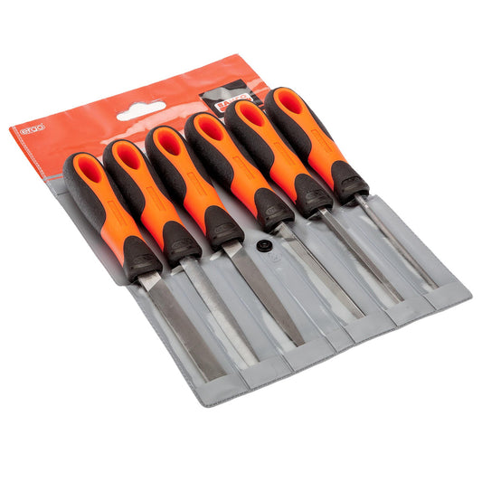 Bahco Engineers Files 100mm Set of 6 Comfort Grip & Plastic Wallet 1-476-04-3-2