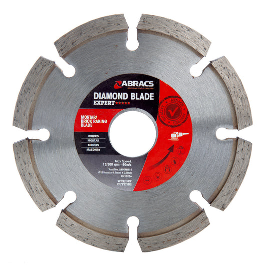 Abracs Expert Mortar Brick Raking Diamond Blade 115mm x 6.5mm x 22mm ABDBTPH115