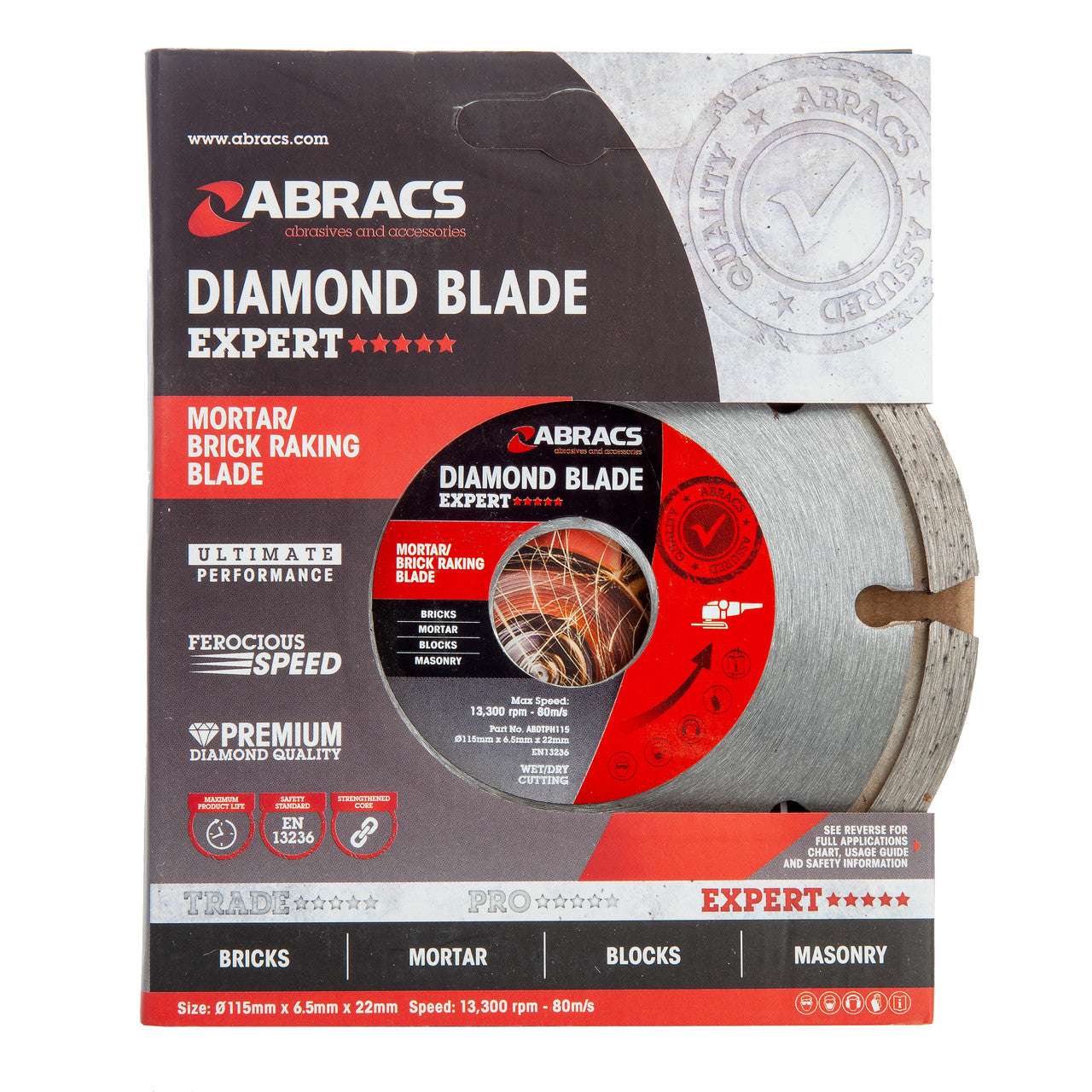 Abracs Expert Mortar Brick Raking Diamond Blade 115mm x 6.5mm x 22mm ABDBTPH115