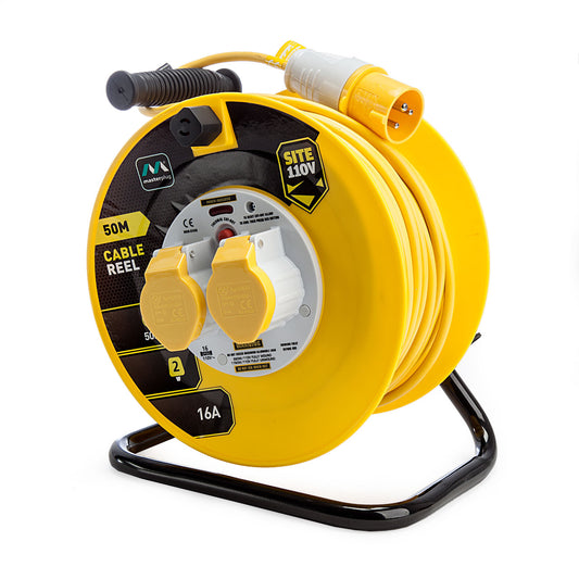 Masterplug 16 amp 2 Gang Cable Reel 50 Metres 110V LVCT5016-2-MP