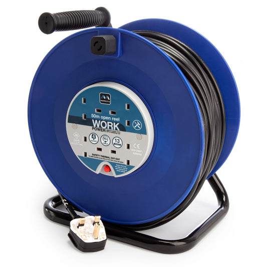 Masterplug 13A 4 Gang Cable Reel Blue 50 Metres 240V HDCC5013-4BL-MP