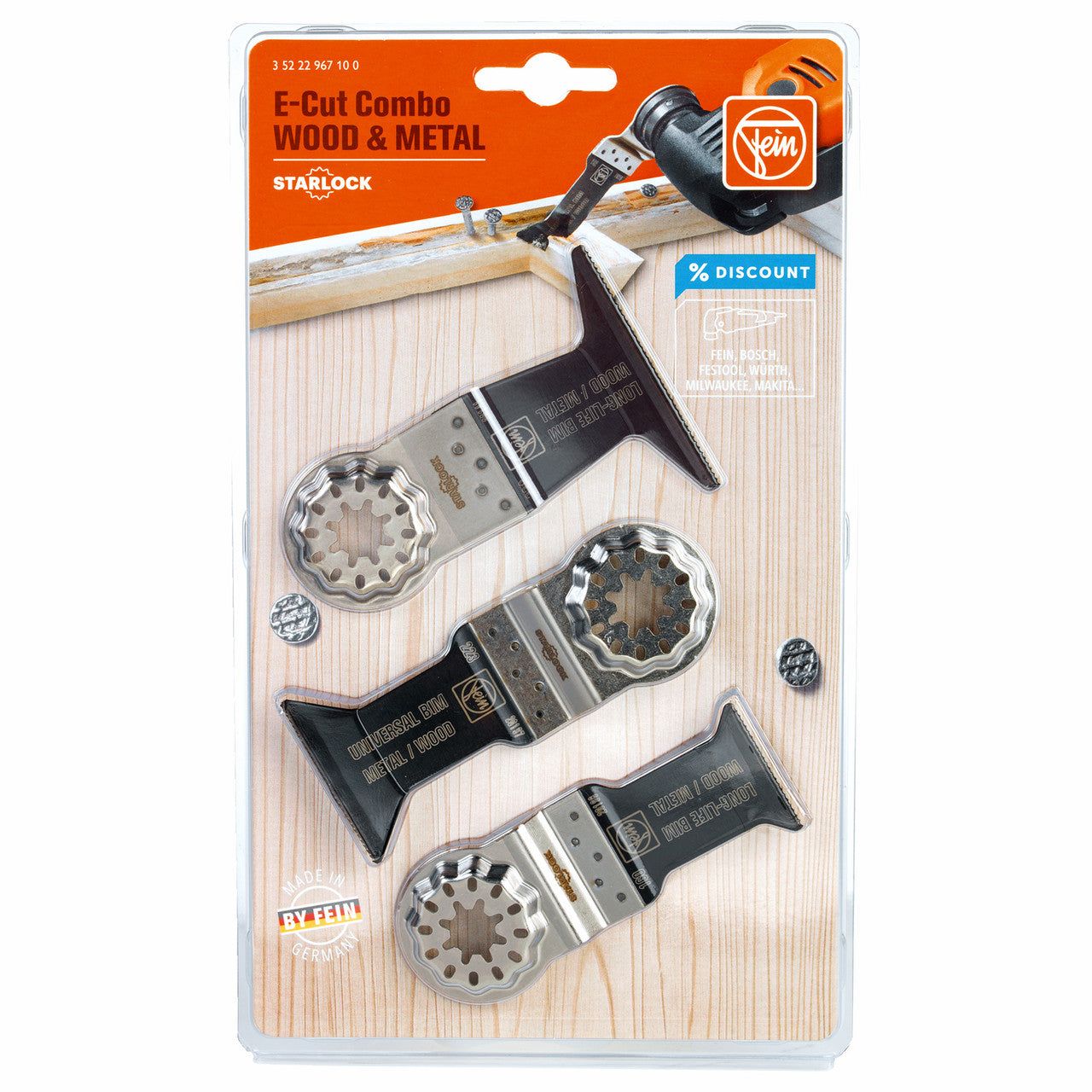 Fein Starlock E-Cut Combo Wood & Metal Cutting Blade Set 3 Piece 35222967100