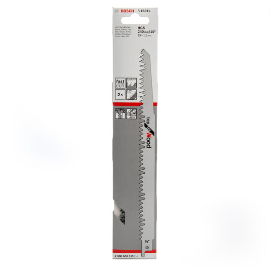 Bosch Reciprocating Saw Blade for Wood 240mm Pack Of 2 S1531L
