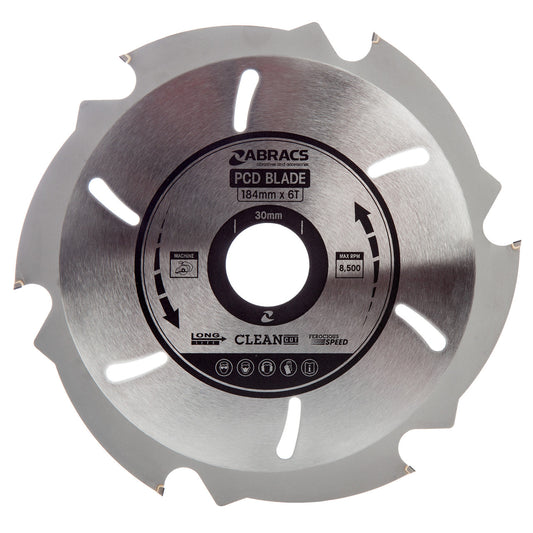Abracs PDC Circular Saw Blade for Fibre Cement Board 184 x 30mm x 6T PCD1846