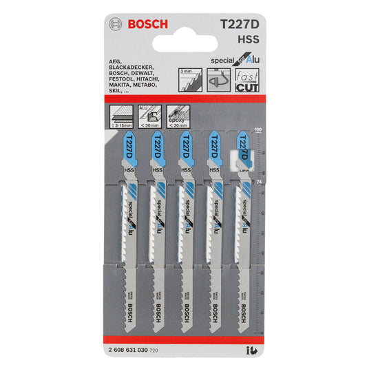 Bosch Jigsaw Blades for Aluminium and non-ferrous metals 5 Pack T227D