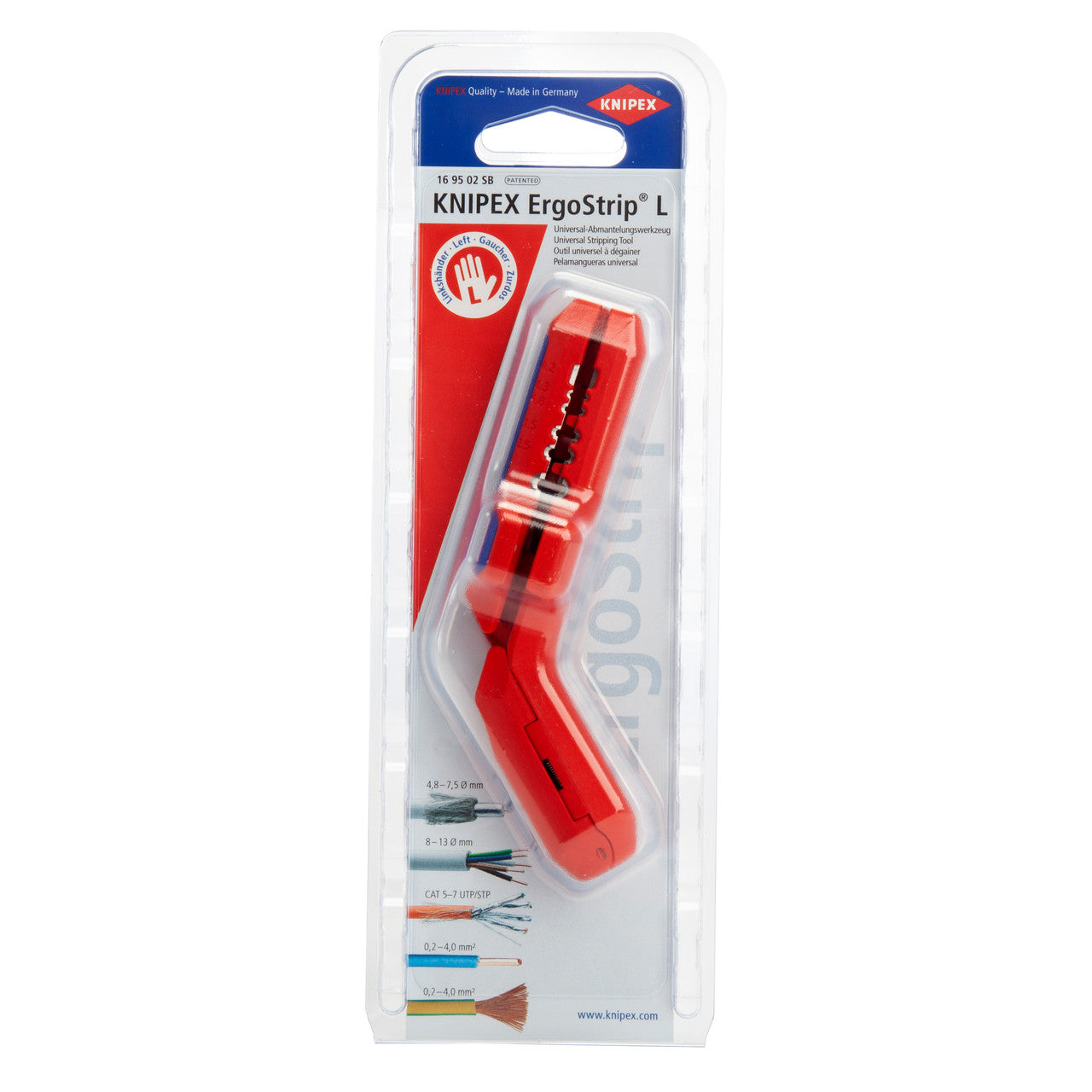 Knipex ErgoStrip L Universal Stripping Tool Left Handed Pistol Design 169502SB