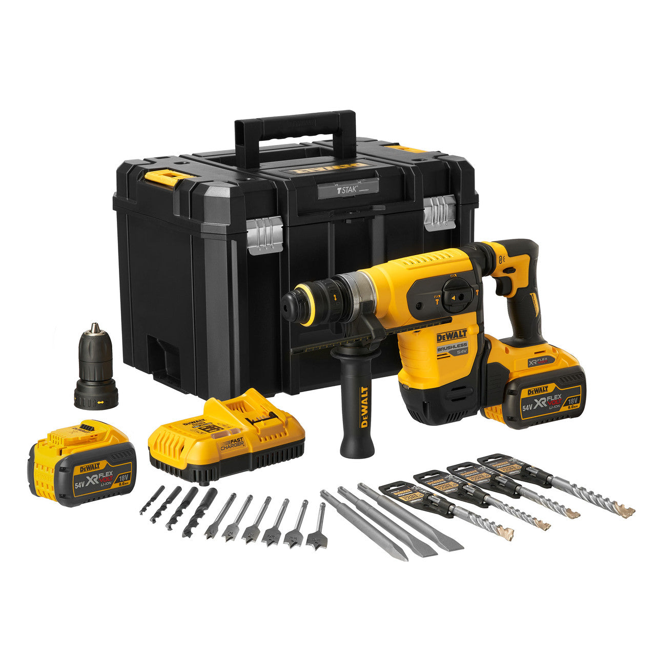 Dewalt DCH417X2 54V XR Flexvolt SDS 32mm Plus Rotary Hammer (2 x 9.0Ah Batteries)