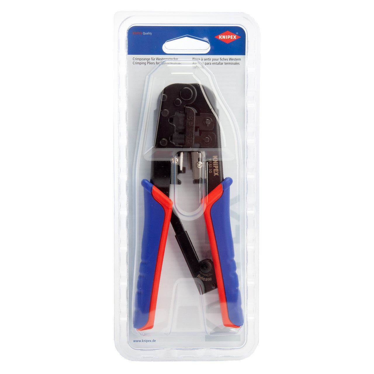 Knipex Parallel Crimping Pliers For 6 And 8  Pole Western Plugs 190mm 975110SB