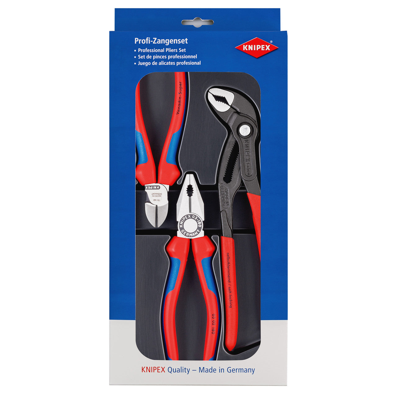Knipex Plier Set 3 Pc Combination Diagonal Cutters & Water Pump Pliers 002009V01